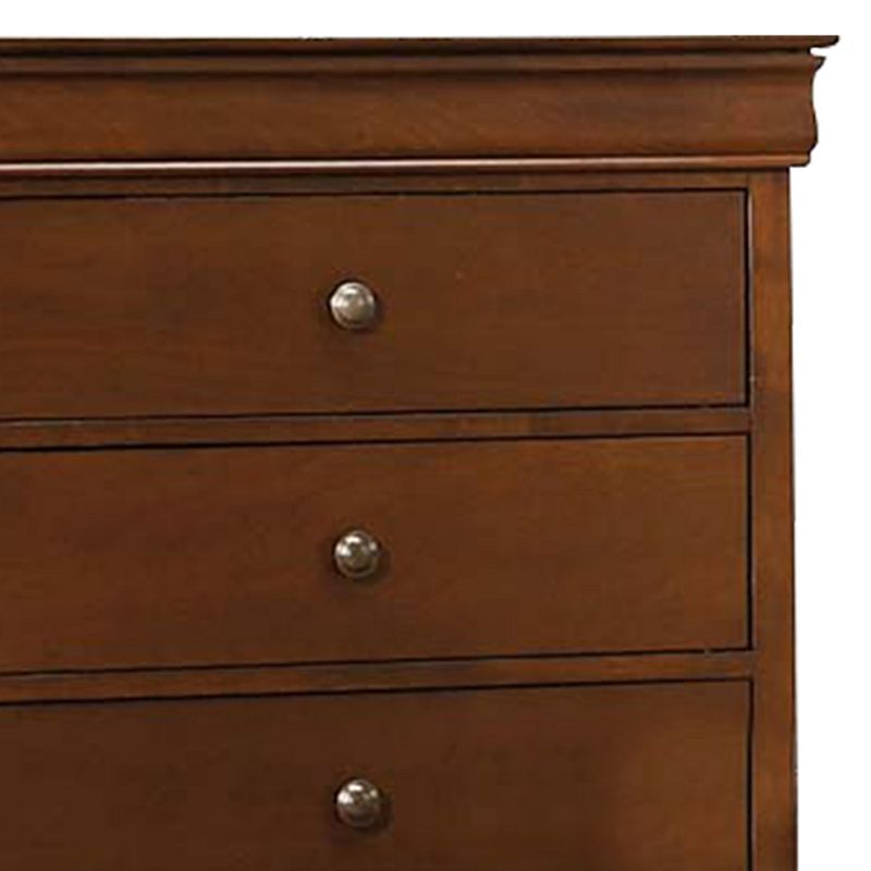 Transitional Style Wooden Chest With 5 Drawers， Cherry Brown