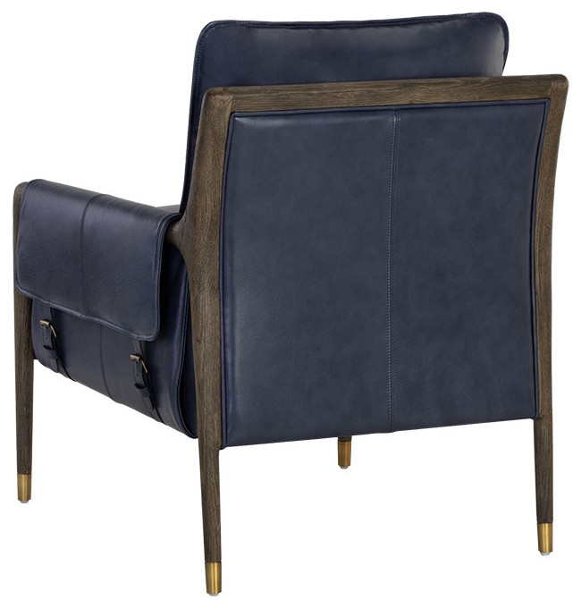 Mauti Lounge Chair Dark Brown Cortina Ink Leather  Blue   Transitional   Armchairs And Accent Chairs   by Sunpan Modern Home  Houzz