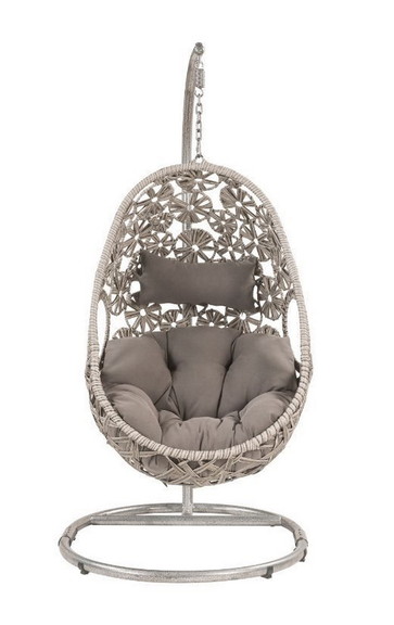 ACME Sigar Patio Hanging Chair with Stand  Light G...