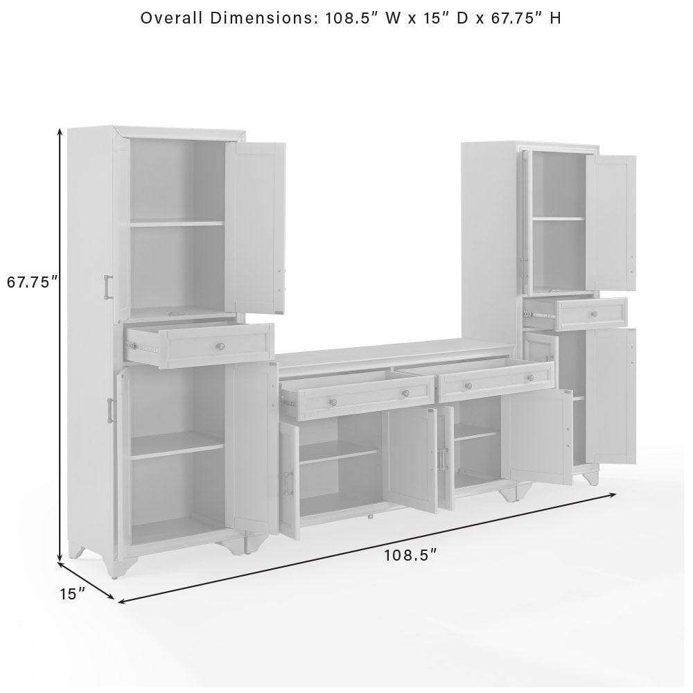 Tara 3 piece Distressed Grey 108.5 inch Sideboard and Pantry Set   15\