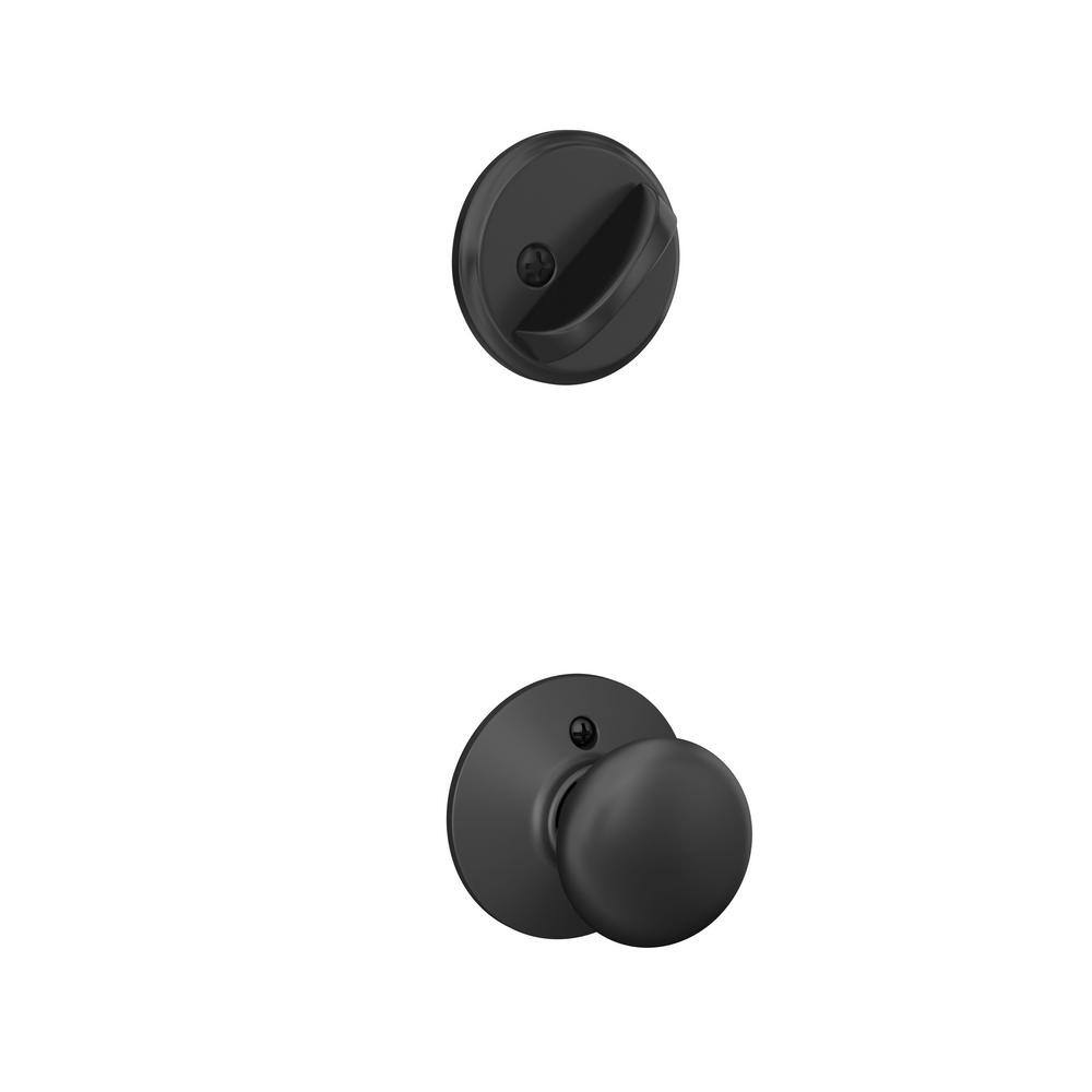 Schlage Plymouth Matte Black Single Cylinder Deadbolt and Keyed Entry Door Knob Combo Pack FB50N G PLY 622