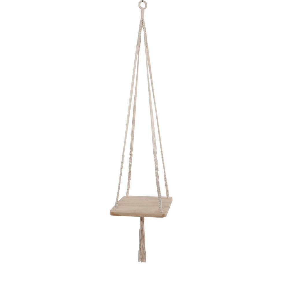 Flora Bunda 10 in. Wood Macrame Hanging Shelf NT022