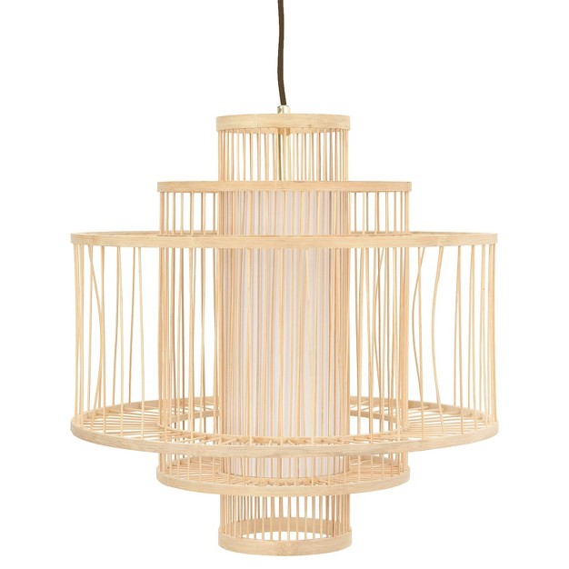 Storied Home Boho Tiered Bamboo Chandelier Natural