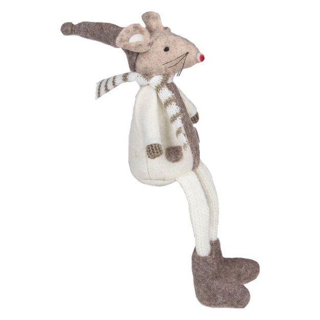 Sitting Plush Christmas Mouse Figure