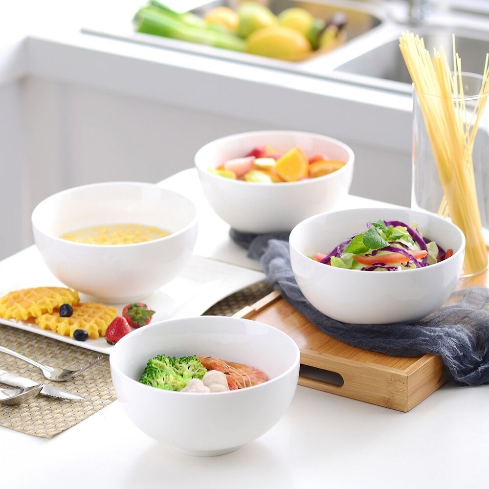 MALACASA 4 Piece Porcelain Soup Salad Bowls Set