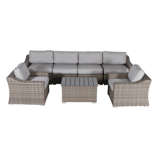 LSI Marina Grey Aluminum/Wicker 7piece Sectional Club Set