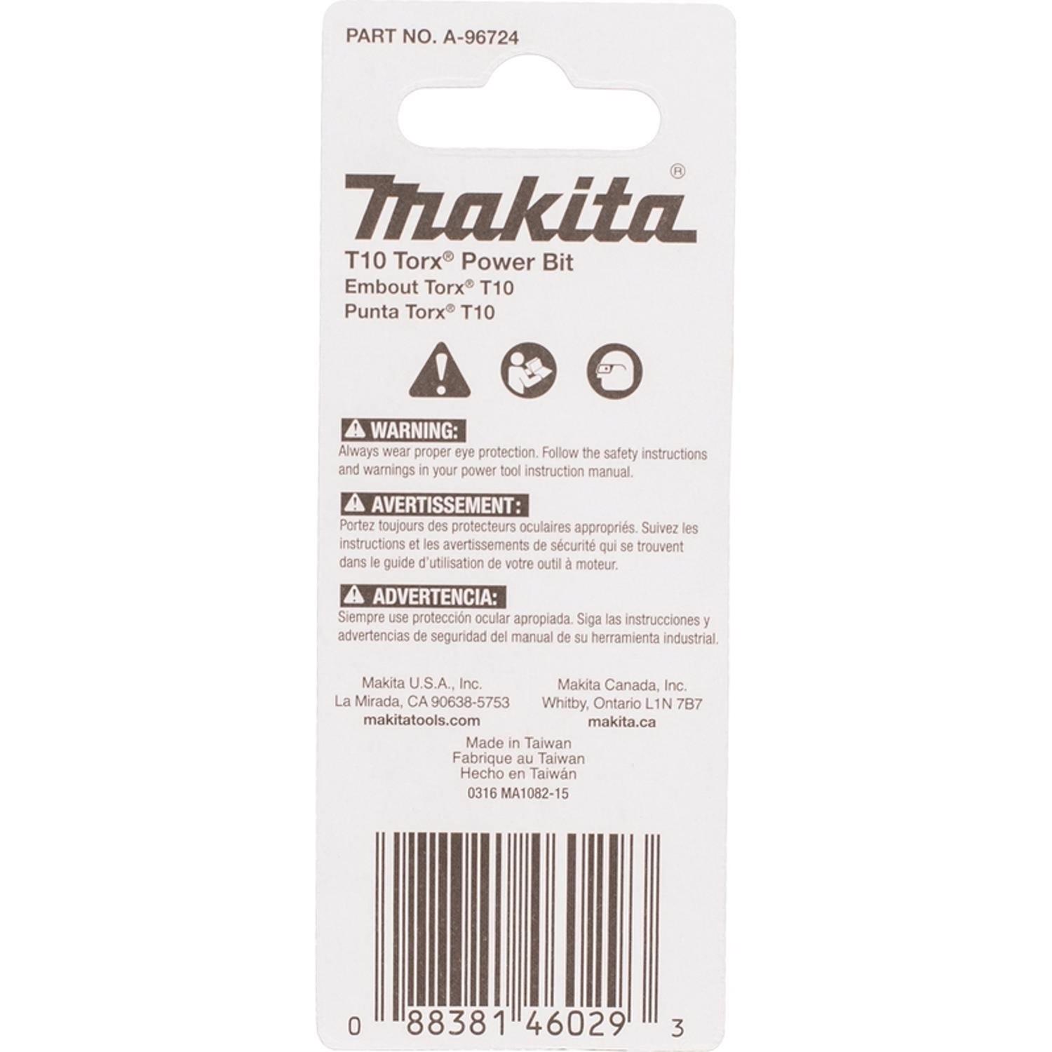 Makita ImpactX Torx T10 X 2 in. L Power Bit Heat-Treated Steel 2 pk