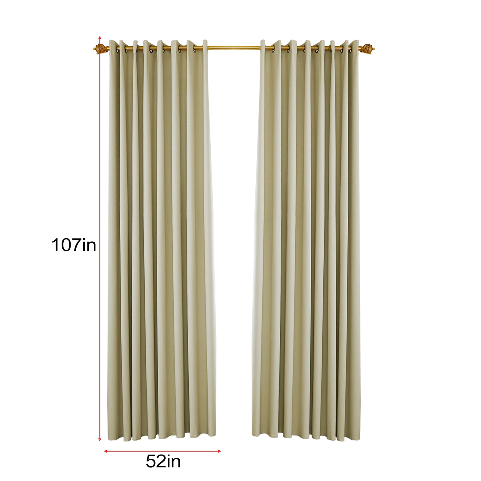 Pergola Outdoor Drapes,Blackout Patio Outdoor Curtains,Waterproof Outside Decor With Rustproof Grommet For Pergola/Porch(2 Panel,52''W*107''L)