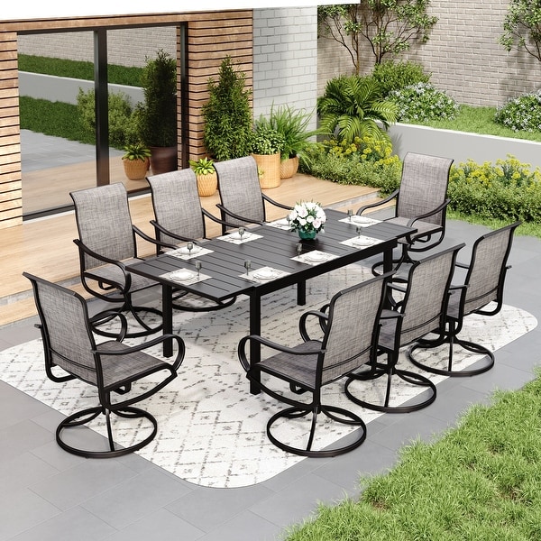 MAISON ARTS 7/9Piece Patio Dining Furniture Set with Dining Swivel Chairs and 1 Expandable Outdoor Dining Rectangle Table