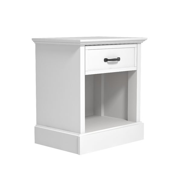 Set of 2 White Wooden Cabinet Nightstands with Single Drawer 24.25