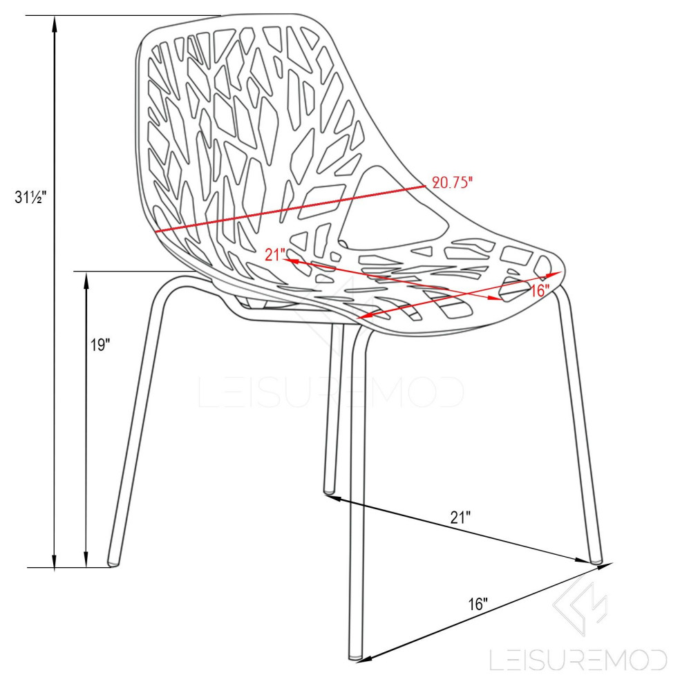 LeisureMod Modern Asbury Dining Chair With Chromed Legs  Set of 4 Black   Contemporary   Dining Chairs   by Uber Bazaar  Houzz