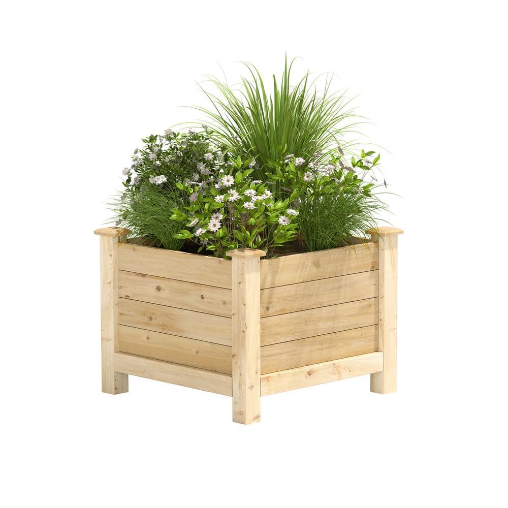 Greenes Fence 24 in. L x 24 in. W x 21 in. H Original Cedar Elevated Planter RCEV242421