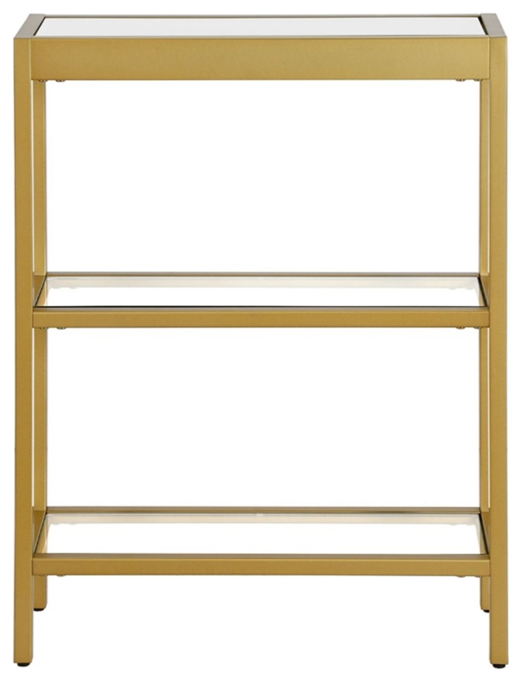 Maklaine Contemporary 22 quotGlass Console Table in Brass Finish   Contemporary   Console Tables   by Homesquare  Houzz