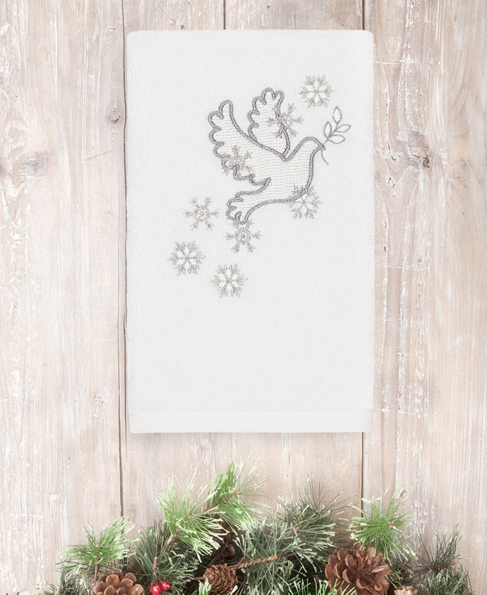 Linum Home Christmas Dove 100% Turkish Cotton Hand Towels