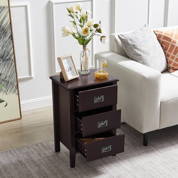 Modern 3-Drawer Wood Nightstands Set of 2 - - 36041255