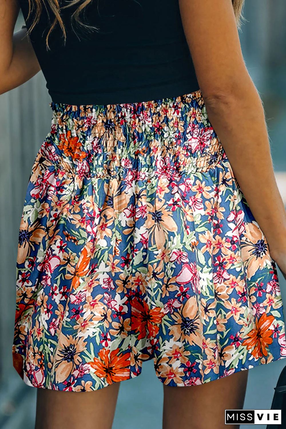 Floral Print Wide Leg Casual Shorts