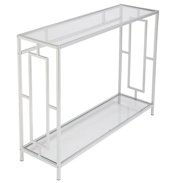 FCH Toughened Glass Panel Console Table with Steel Frame