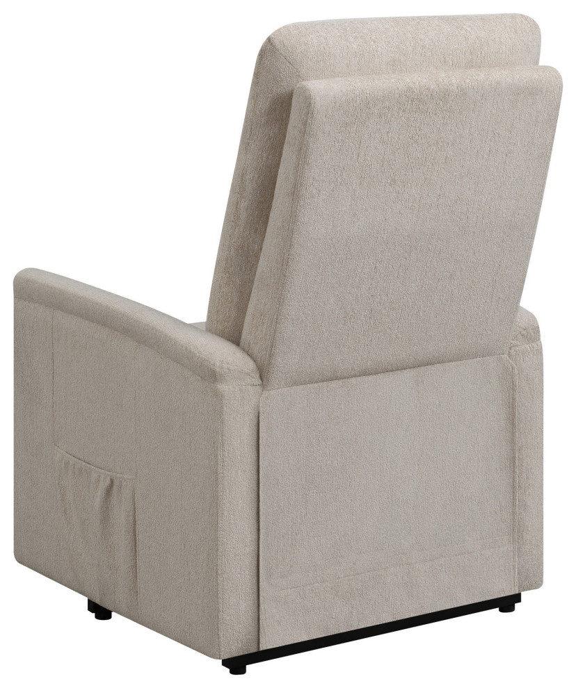 Fabric Power Lift Massage Chair With Tufted Stitched Accent  Beige   Contemporary   Massage Chairs   by VirVentures  Houzz