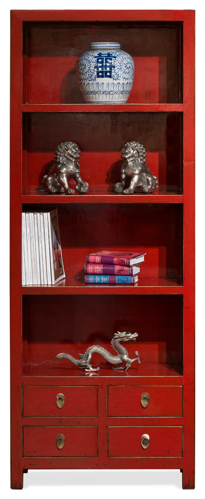 Elmwood Chinese Zen Bookcase  Red   Asian   Bookcases   by China Furniture and Arts  Houzz