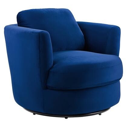 Modway Pirouette Collection EEI-4345-NAV Performance Velvet Swivel Armchair in Navy Color