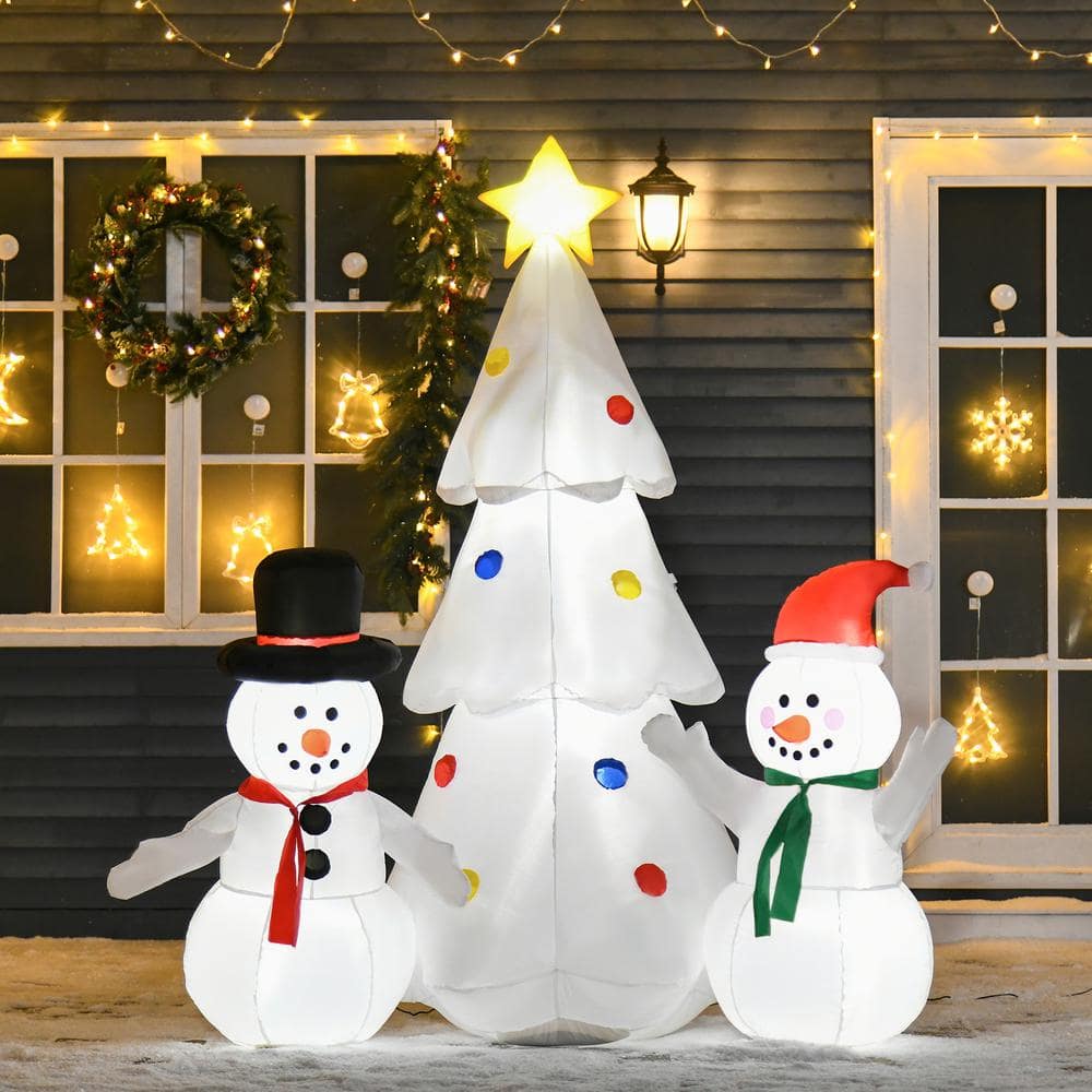 6 ft. x 3 ft. Pre-Lit LED Snowman and Tree Christmas Inflatable