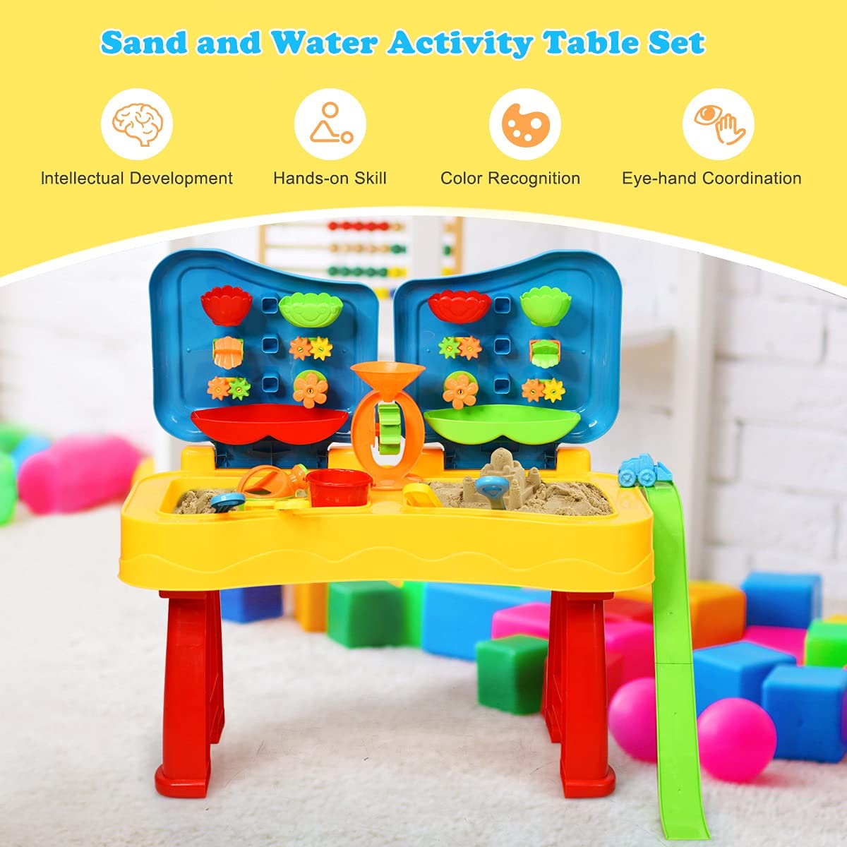 Costzon Kids Sand and Water Table, 2 in 1 Beach Play Activity Table with Cover