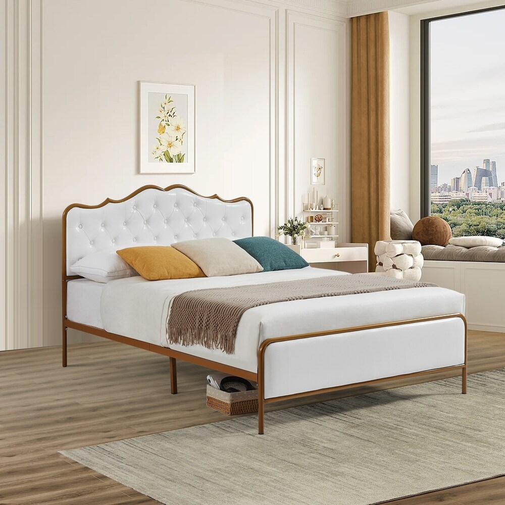 Buckle shaped backrest Platform Bed