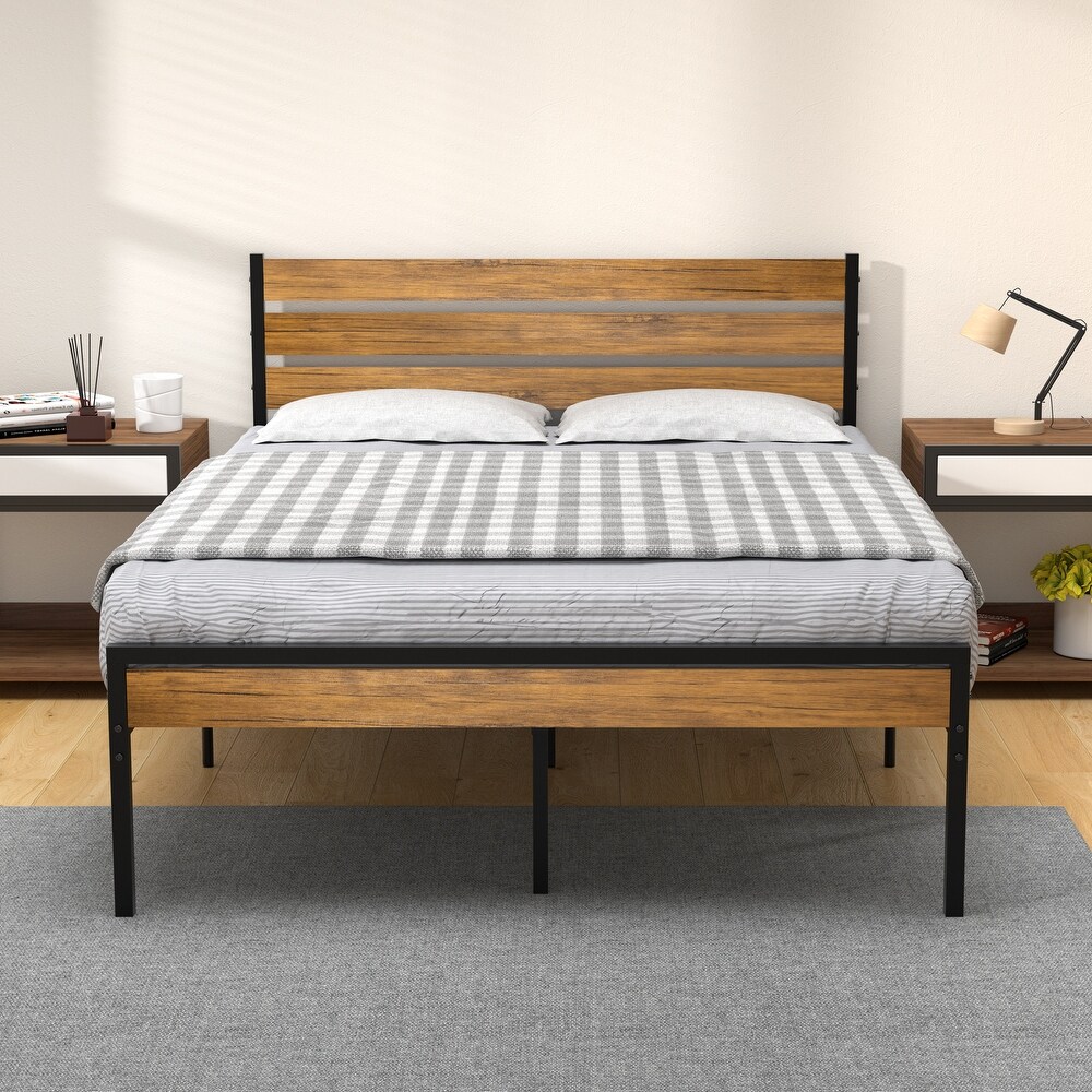 Sturdy Platform Bed Frame with Headboard and Footboard No Box Spring