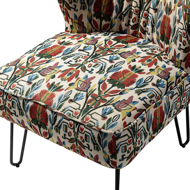 Bernarda Living Room Armless Accent Chair With Floral Pattern Karat Home floral