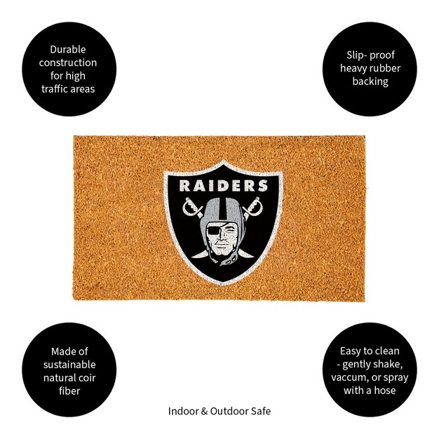 Evergreennfllas Vegas Raiders Logo Natural Coir 28 X 16 Inches Indoor Outdoor Doormat