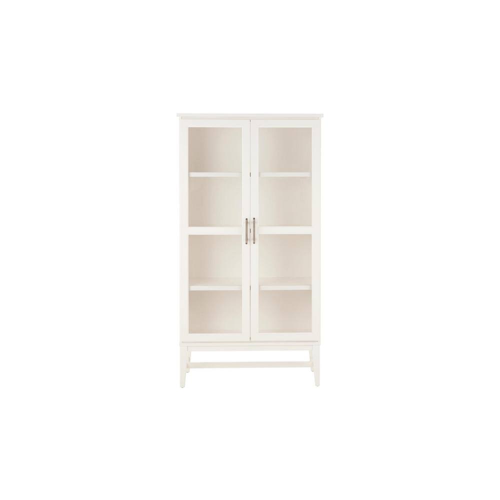 Home Decorators Collection 61 in. Ivory Wood Adjustable 4-Shelf Standard Bookcase with Glass Door SK19345Br2-V