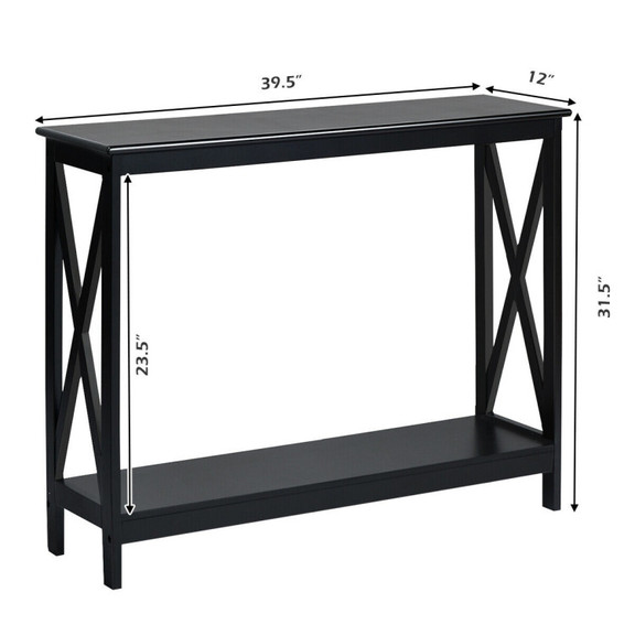 Costway 10792846 2 Tier Console X Design Sofa Side...