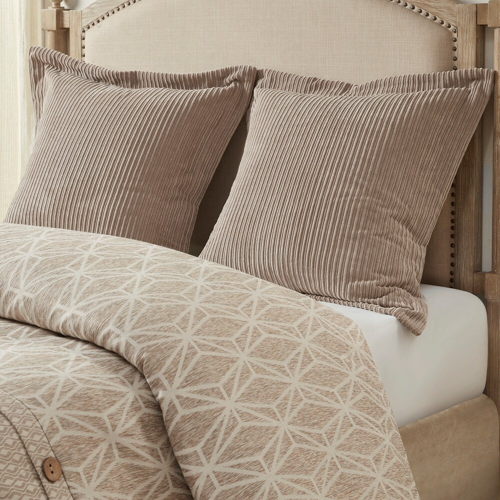 Madison Park Signature Grace Taupe Geometric Oversized Jacquard Comforter Set