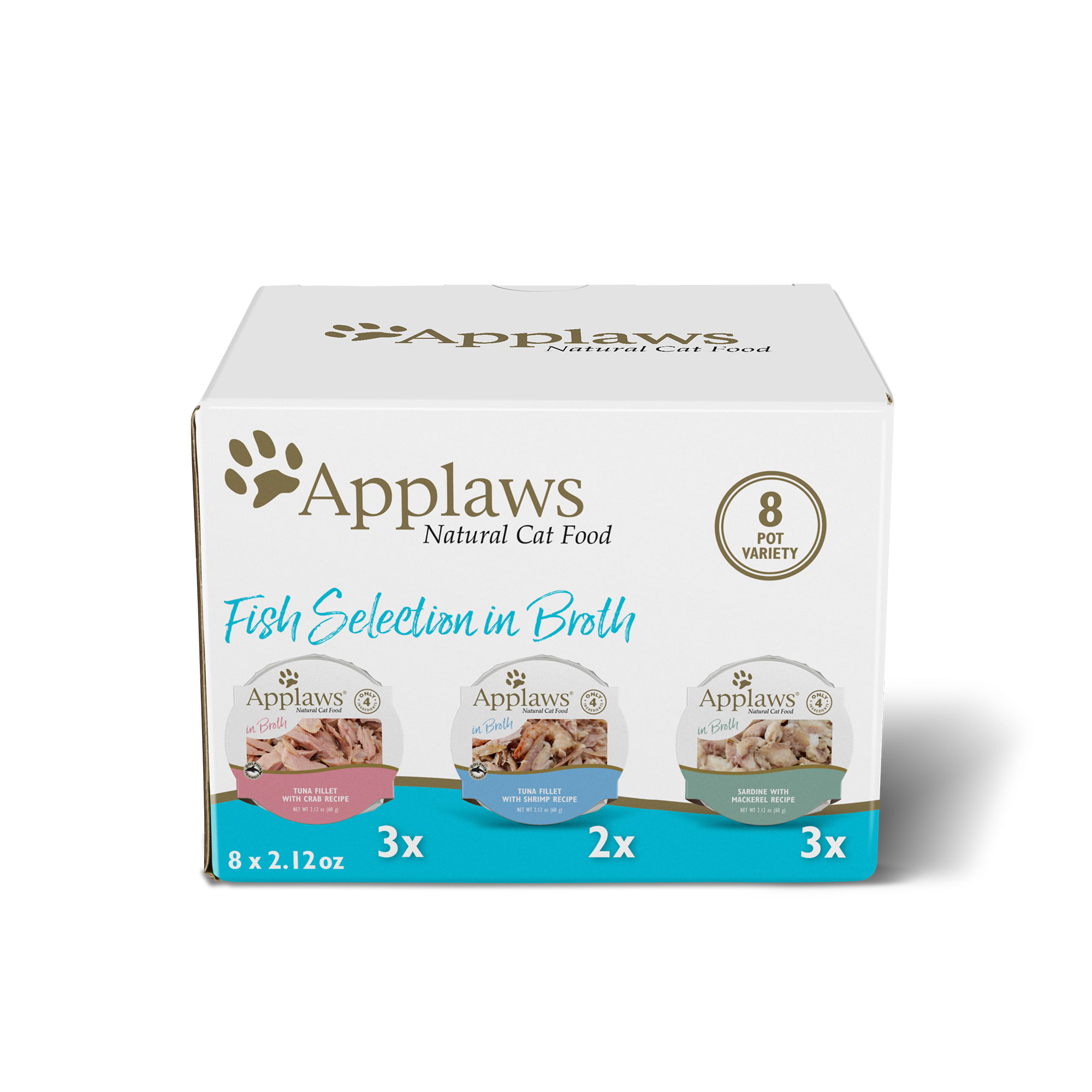 APPLAWS Natural Pot Multipack Fish Selection Wet Cat Food， 2.12 oz.， Count of 8