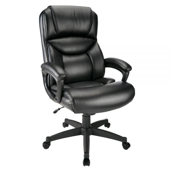 Fennington Bonded Leather High-Back Executive Chair， Black， BIFMA Certified