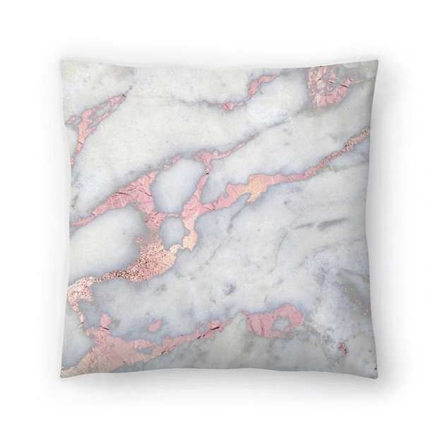 Americanflat Abstract Rose Gold Blush Metal Foil On Marble Square By Grab My Art Throw Pillow