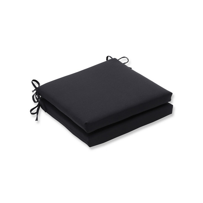 Pillow Perfect Fresco Black Squared Corners Seat Cushion， Set of 2