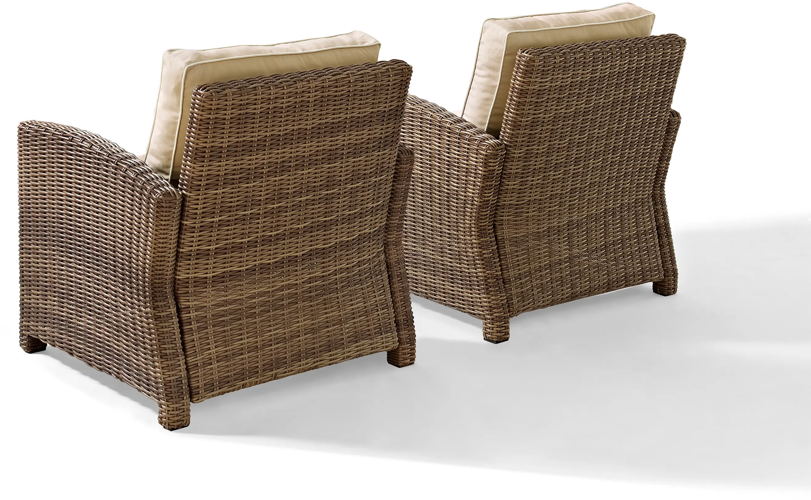 Bradenton Sand and Wicker Patio Armchairs， Set of 2