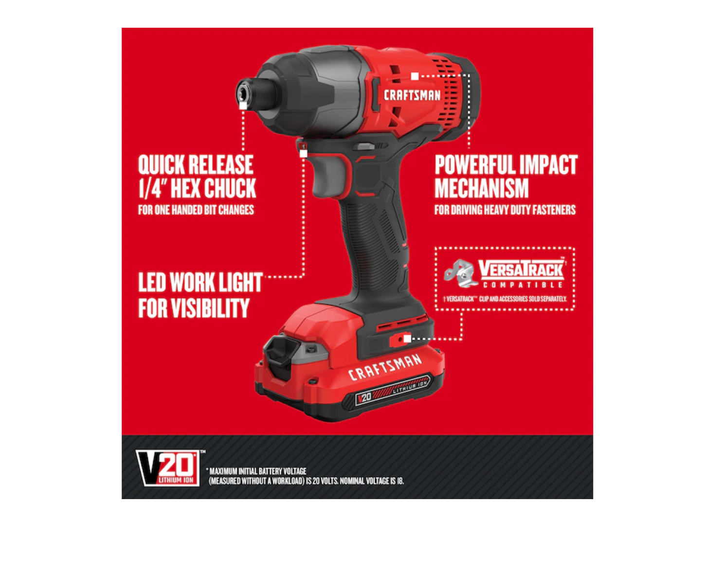 CRAFTSMAN CMCK601D2 V20 6-Tool 20-volt Max Power Tool Combo Kit with Soft Case (2-Batteries Included and Charger Included)