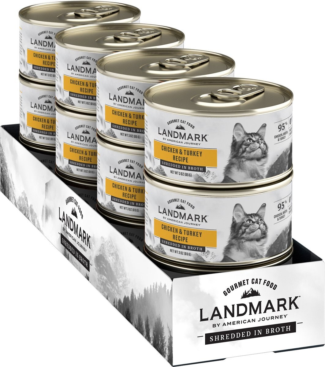 American Journey Landmark Chicken and Turkey Recipe in Broth Grain-Free Canned Cat Food， 3-oz， case of 12