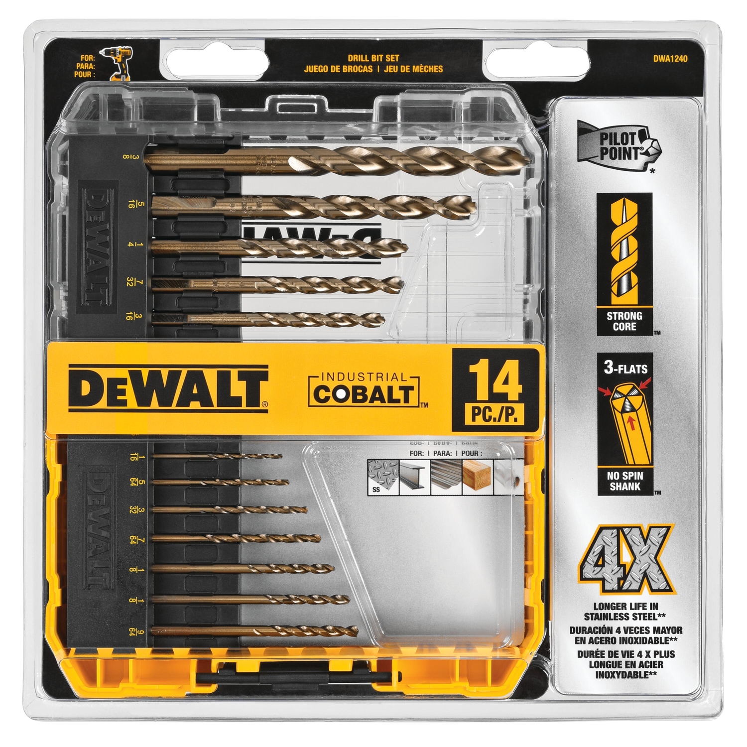 DW Industrial Cobalt Drill Bit Set 14 pc