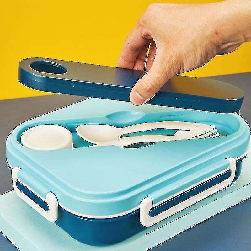 Large Lunch Box With Cutlery， Lunch Box With Small Sauce Box， Four Grid Lunch Box Easy To Open And S