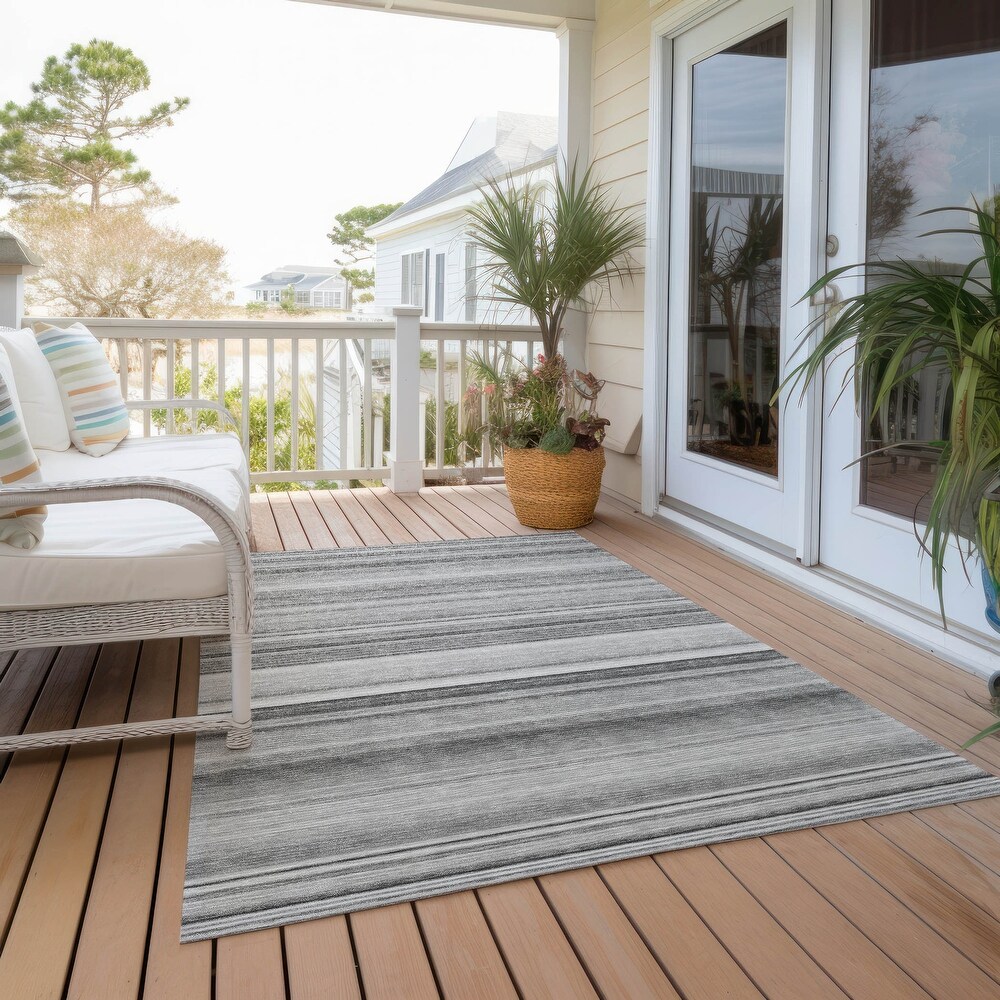 Machine Washable Indoor/ Outdoor Chantille Multi Stripe Rug