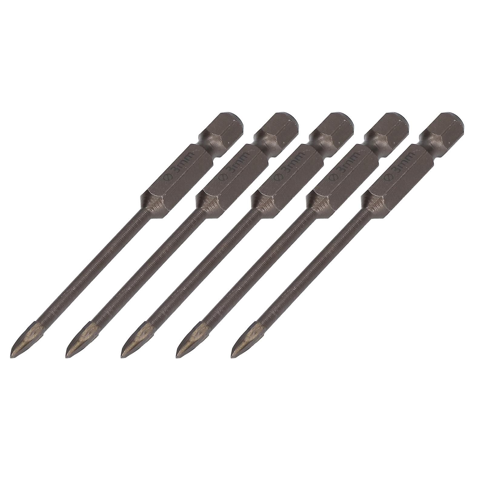 5pcs Cross Drill Bit 1/4in Hex Shank Tile Glass Ceramic Concrete Hole Opener Hard Alloy Tool3mm