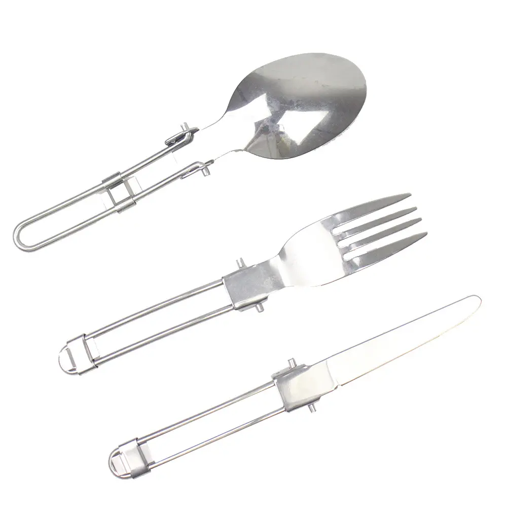 Long Cooker Folding Knife Spoon Stainless Steel Cutlery Set Combination Fork and Fork Cutlery Cutlery Tableware Picnic Camp