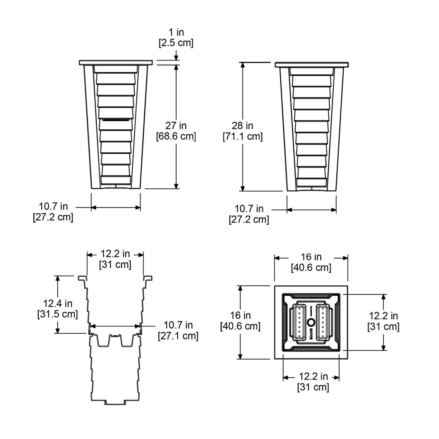 Lakeland Tall Planter  White