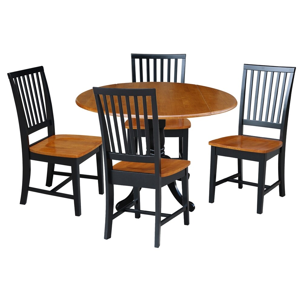 42 in. Drop Leaf Table with 4 Slat Back Dining Chairs   5 Piece Set