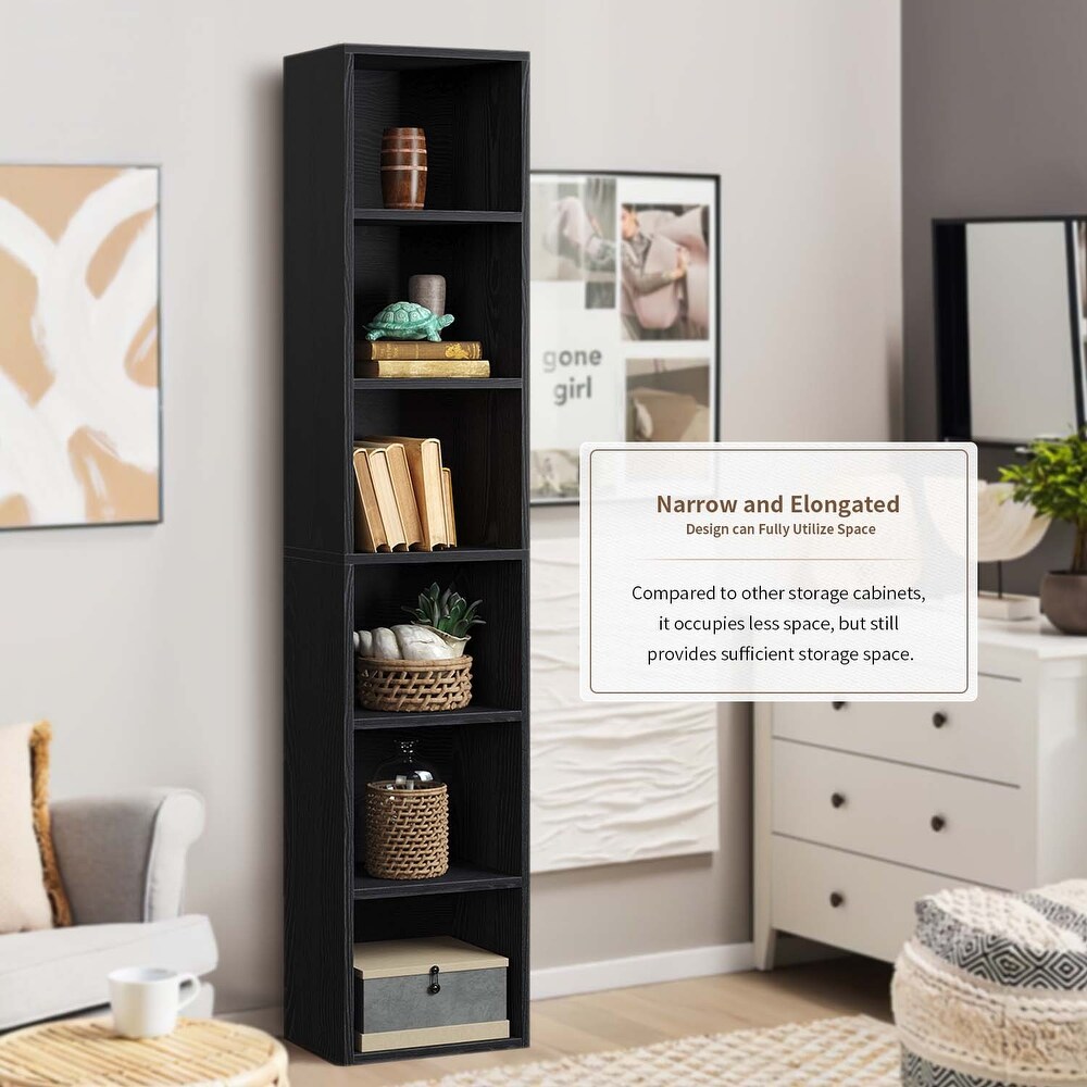 Tall Narrow Bookshelf  6 Tier Cube Display Rack
