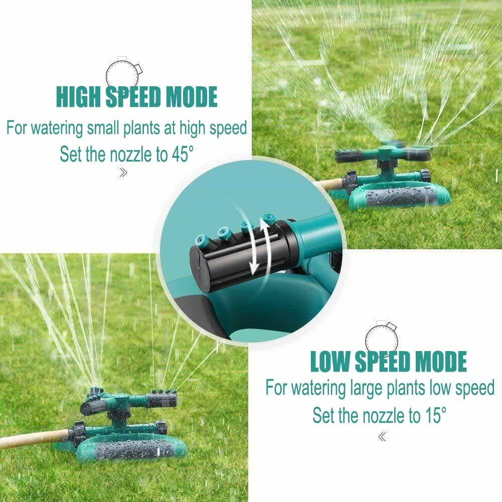 Flantor Lawn Garden Sprinkler - Automatic Water Sprinkler， 360° Adjustable Rotating， 3-Arms Irrigation System for Outdoor (2Pcs)