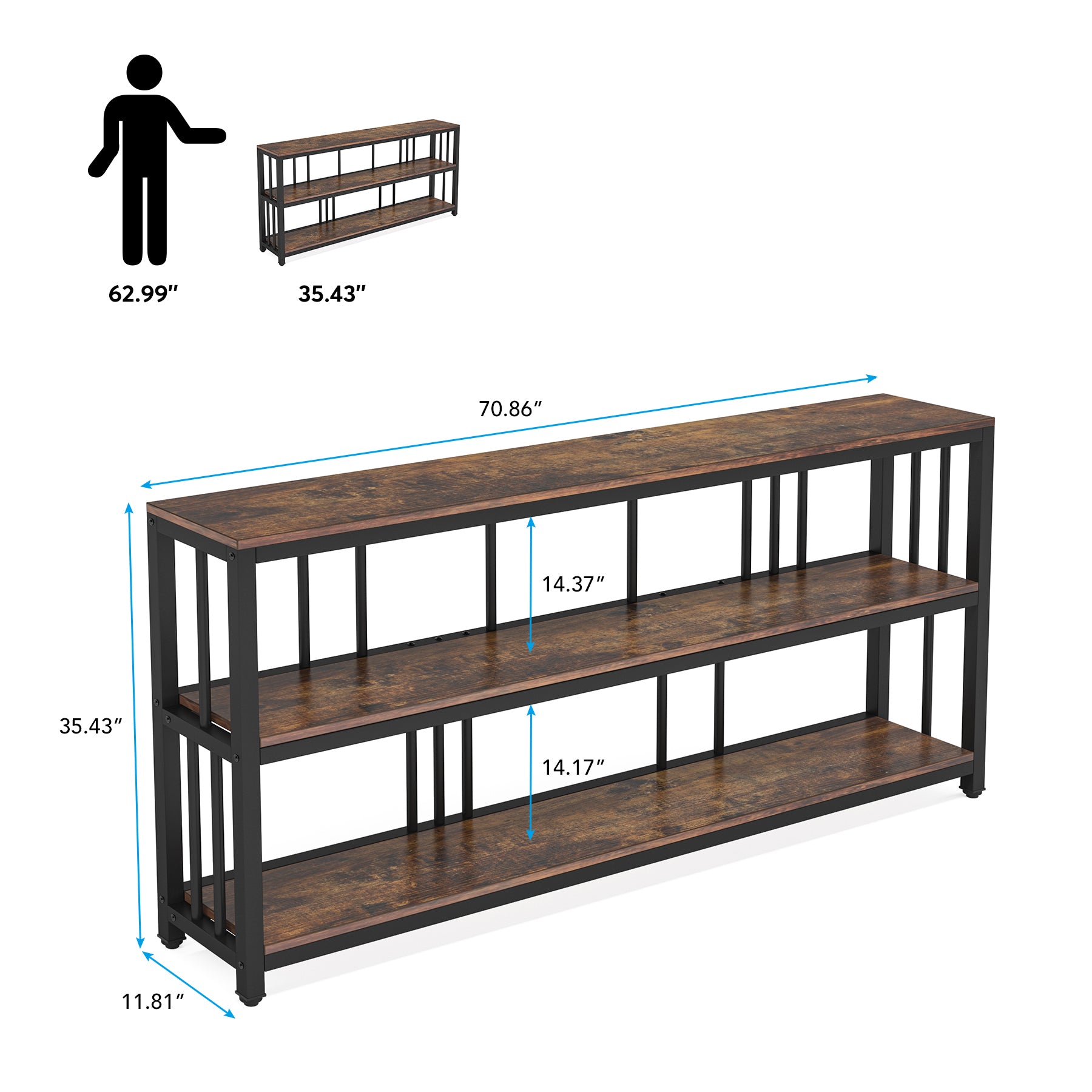 3-Tier Console Table, 70.9